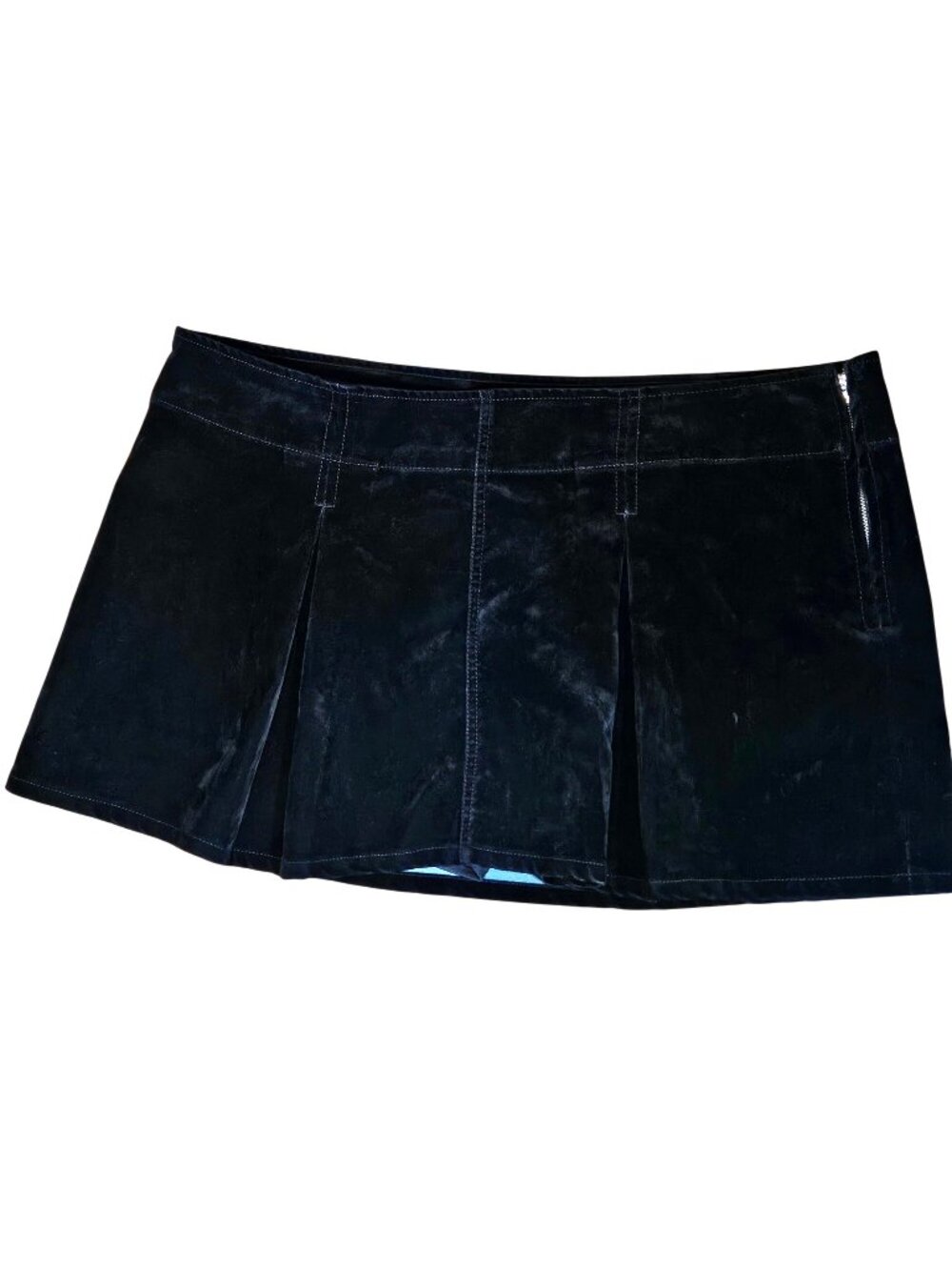 Woman's XL Madden NYC Whimsigoth grunge velvet pleated black side zip skorts